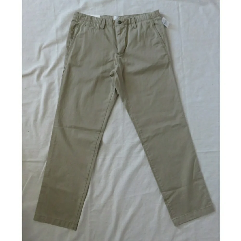 GAP Straight Leg Pants Work Career Uniform Khaki Tan Chino 34 x 34 NEW